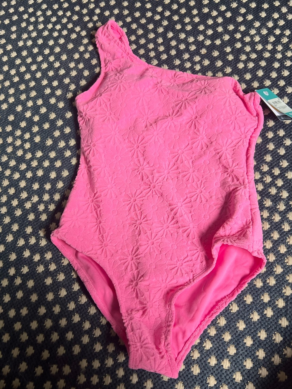 NWT Snapper Rock Bubblegum Bloom One Shoulder Swimsuit Women’s Small UPF 50+